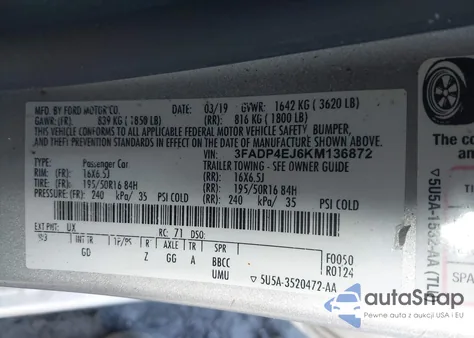 2019 Ford Fiesta Se from USA, damaged, VIN 3FADP4EJ6KM136872